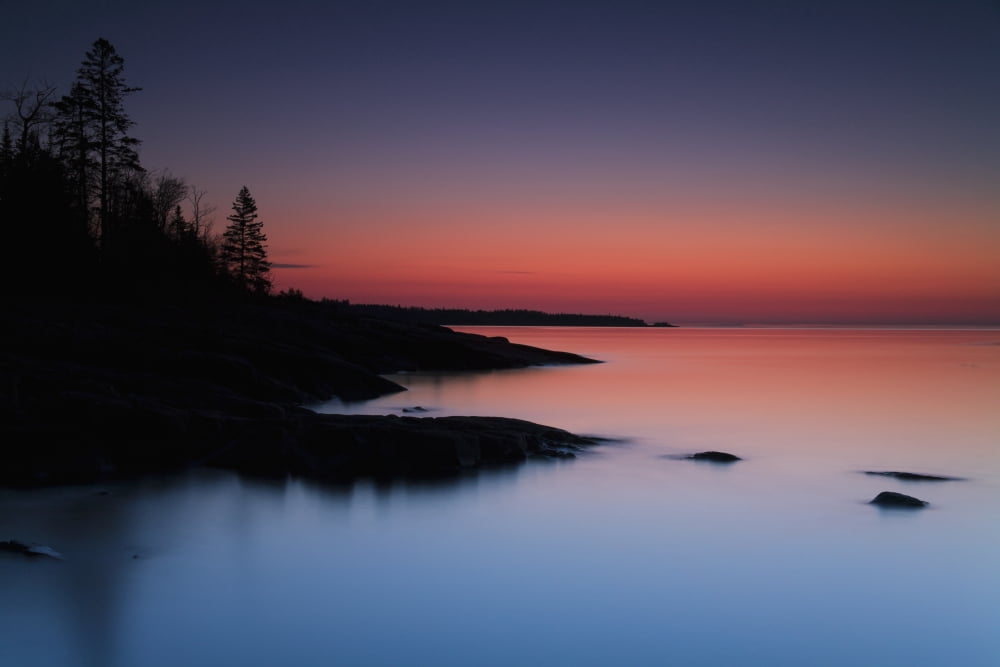Dawn over the North Shore of Lake Superior near Duluth Minnesota United States of America Canvas Art - Lucas Payne Design Pics (38 x 24)