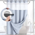 thumbnail image 1 of DawnJoanHD Waffle Weave No Hook Shower Curtain with Snap-in Liner, Mist Blue Polyester Fabric with See-Through Top Window, 72" x 75", 1 of 10