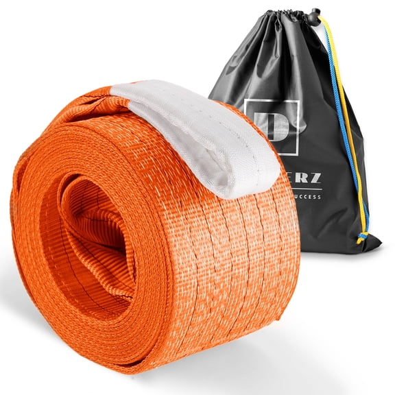 Dawnerz Tow Strap Heavy Duty 200000lbs 30ft - Recovery Tow Rope 100 US Tons 9m for Dump Trucks and Semi Tractor Trailer Trucks