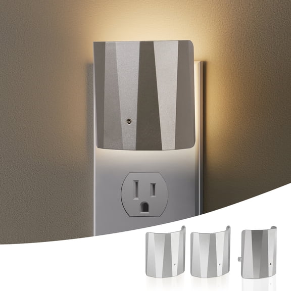 Dawnrise LED Decorative Night Lights, Soft Warm, Light Sensor for Bedroom,Stairs,Kitchen,Hallway,Utility Room(silver,3 pack)