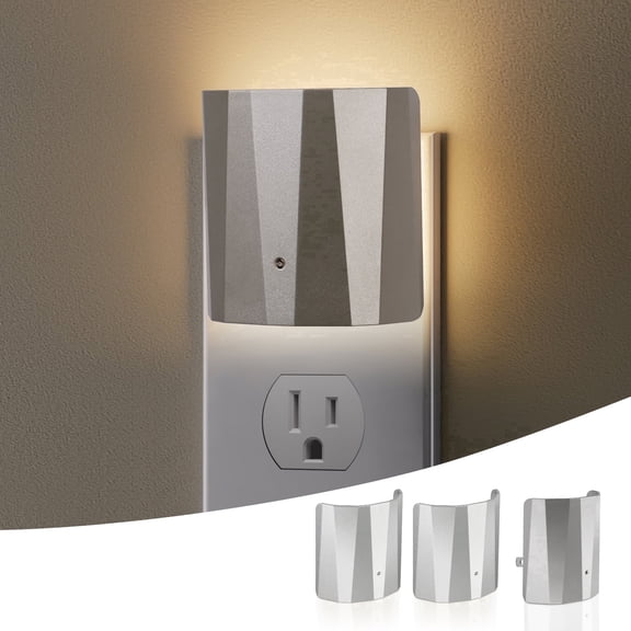 Dawnrise LED Decorative Night Lights, Soft Warm, Light Sensor for Bedroom,Stairs,Kitchen,Hallway,Utility Room(silver,3 pack)