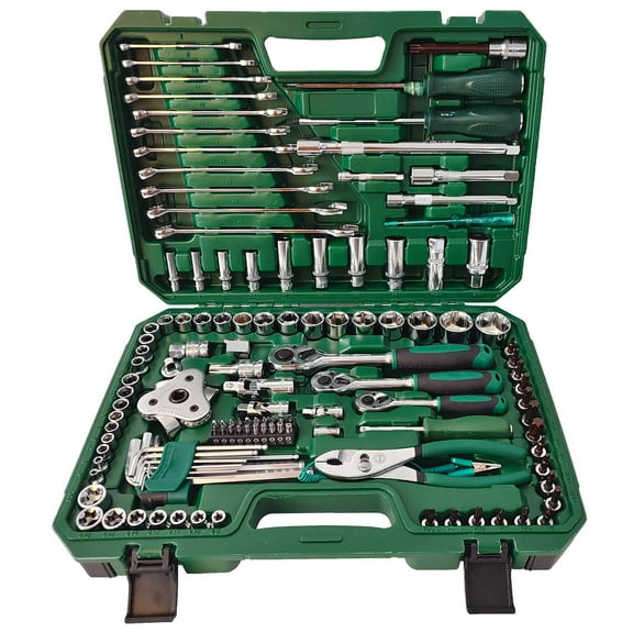 Dawot 124PC Mechanics Tool Set, Auto Repair Hand Tool Set, 1/2" 1/4" & 3/8" Drive Socket Tool Set - Including Ratchet Set Metric Sockets Wrenches Sets for Auto Repair Machine Repair