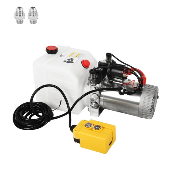 Dawot 12V DC Hydraulic Power Unit 3 Quart Hydraulic Pump Double Acting Dump Trailer Pump Plastic Reservoir Hydraulic Pump for Dump Trailer Car Lifting Platforms