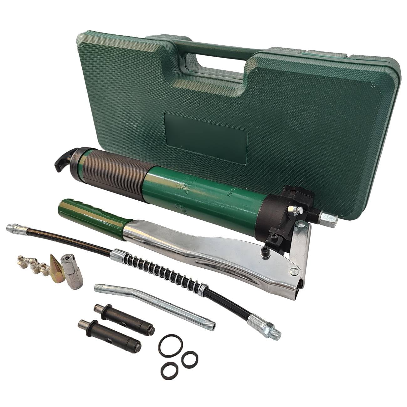 Dawot 13PCS Heavy Duty 9900 PSI Professional Lever Handle Grease GunAutomotive Maintenance Set Includes Flexible Hose with Spring Flat Head Grease Fitting Flame Tip Grease Fittings