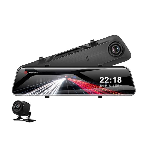 Dawot 2K QHD 11.66" Mirror Dash Cam with 64G SD Card, 2.5d arc touch glass, Waterproof Backup Rear View Mirror Camera, Front and Rear Dual Driving Recorder for Car