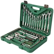 Dawot 61PCS Mechanics Tool Set, Auto Repair Hand Tool Set 1/2 & 1/4 Socket Tool Set - Including Ratchet Set Metric Drive Socket Wrenches Set, for Auto Repair Machine Repair Inspection & Assembly