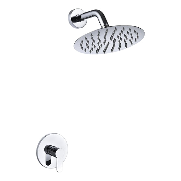 Dawot 8" Round Shower Head Stainless Steel Chrome Polish Showerhead, Bathroom Rainfall Shower System, Including Female Threads Rough-in Shower Valve and Trim Kit(Polished Chrome)