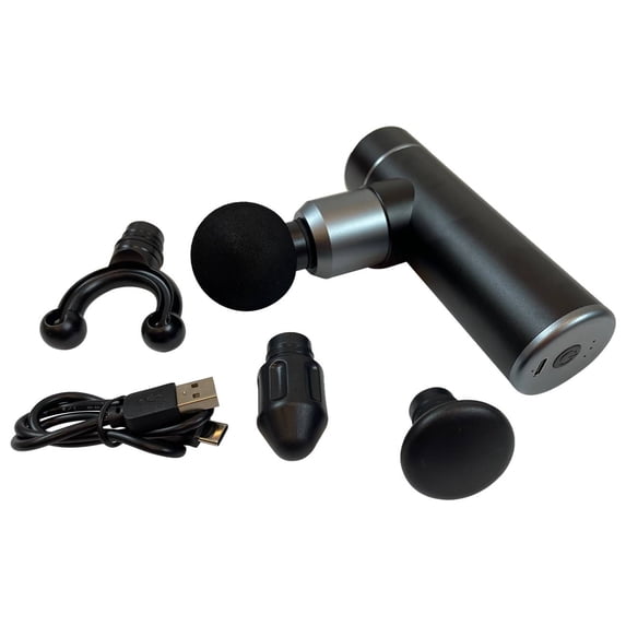 Dawot Black Muscle Massage Gun Percussive Deep Tissue with 3 Adjustable Speeds and 4 Heads Portable Body Pain Relief Workout Relaxation, Muscle Massager for Office Gym Home