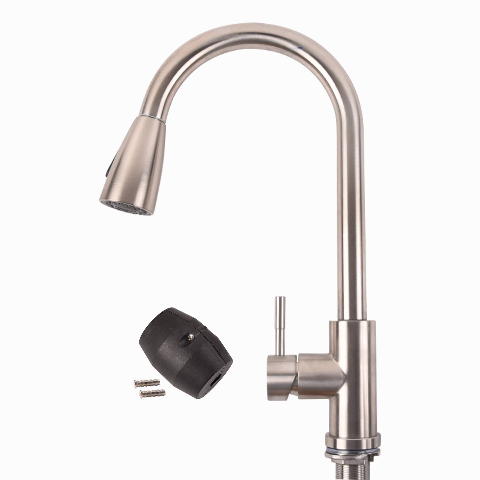 Brushed Nickel Stainless Steel High Arc Kitchen Faucet with Pull-Out Spray