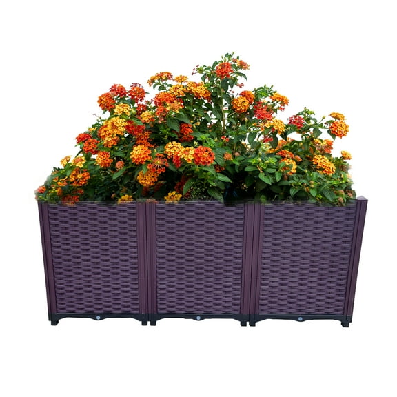 Dawot Planter Boxes Raised Garden Bed,Plastic Planter Care Box Kit Extra Deep Set of 3 Planter Grow Box for Indoor & Outdoor Vegetable Fruit Flower Herb Growing Box
