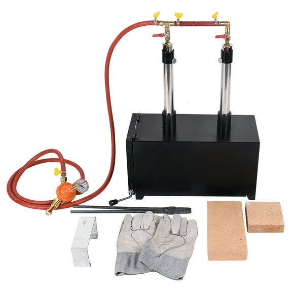 Dawot Propane Forge, Propane Knife Forge Double Burner w/1 door Large Capacity, Farriers Furnace Square Propane Burner Forge for Knife and Equipments