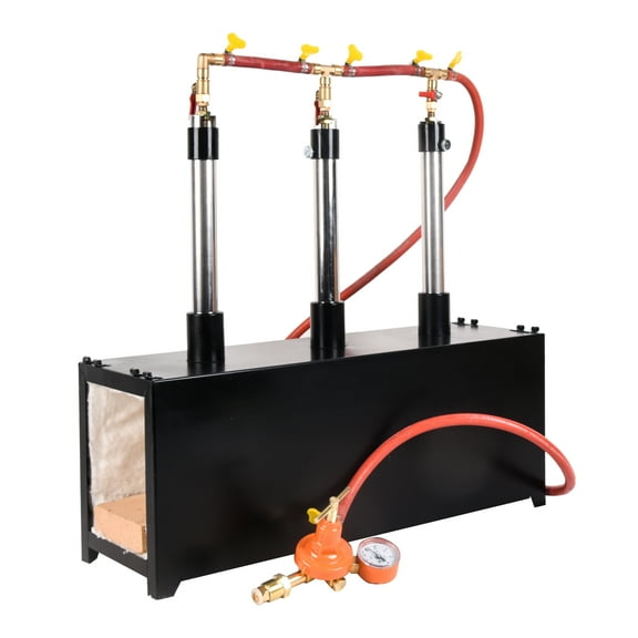 Dawot Propane Forge, Propane Knife Forge Three Burner Large Capacity, Farriers Furnace Square Propane Burner Forge for Knife and Equipments