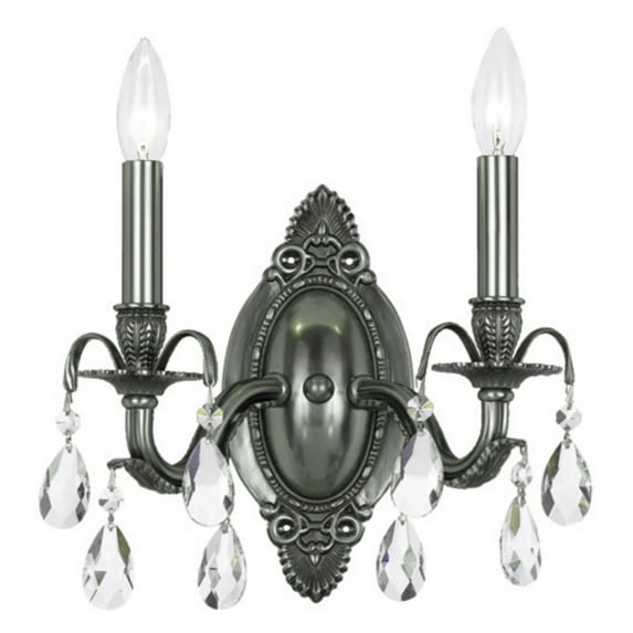 5562-PW-CL-S-Crystorama Lighting-Dawson - Two Light Wall Sconce in Timeless Style - 11.5 Inches Wide by 9.75 Inches High-Pewter Finish-Swarovski