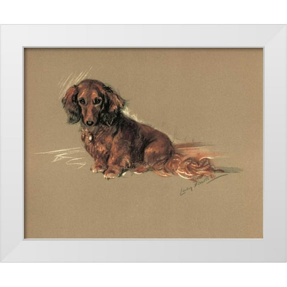 Dawson, Lucy 18x15 White Modern Wood Framed Museum Art Print Titled - Daschund, Robin