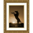 thumbnail image 1 of Dawson, Robert 13x18 Gold Ornate Wood Framed with Double Matting Museum Art Print Titled - Rearing Horse Silhouette, 1 of 4
