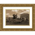 thumbnail image 1 of Dawson, Robert 14x11 Gold Ornate Wood Framed with Double Matting Museum Art Print Titled - Bucking the Biscuits, 1 of 4