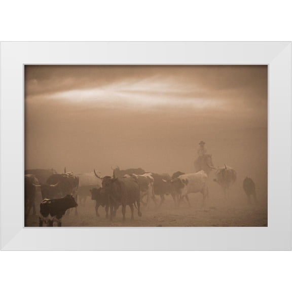 Dawson, Robert 14x11 White Modern Wood Framed Museum Art Print Titled - Caught In A Dust Storm