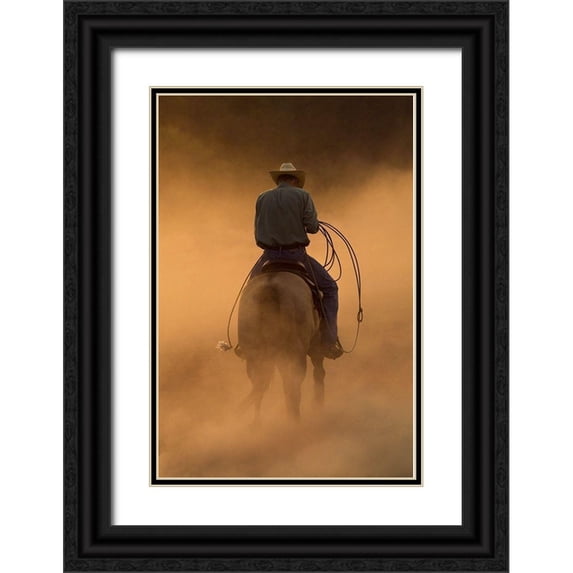 Dawson, Robert 17x24 Black Ornate Wood Framed with Double Matting Museum Art Print Titled - Teo On the Ranch