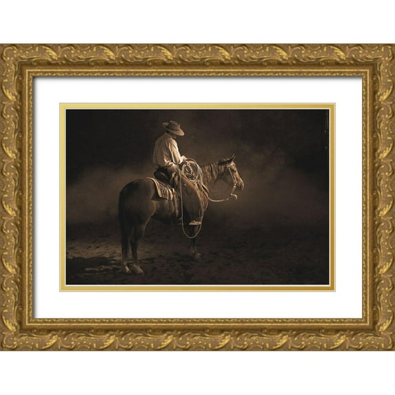 Dawson, Robert 18x13 Gold Ornate Wood Framed with Double Matting Museum Art Print Titled - Taking A Break ~ Sepia