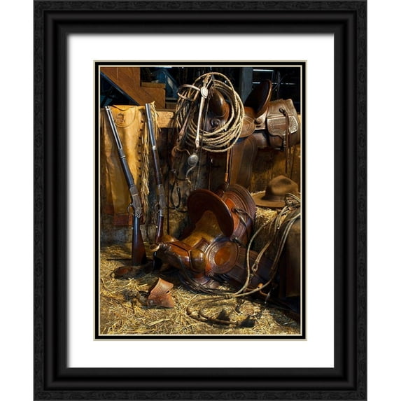 Dawson, Robert 19x24 Black Ornate Wood Framed with Double Matting Museum Art Print Titled - Ranchers Tack Room