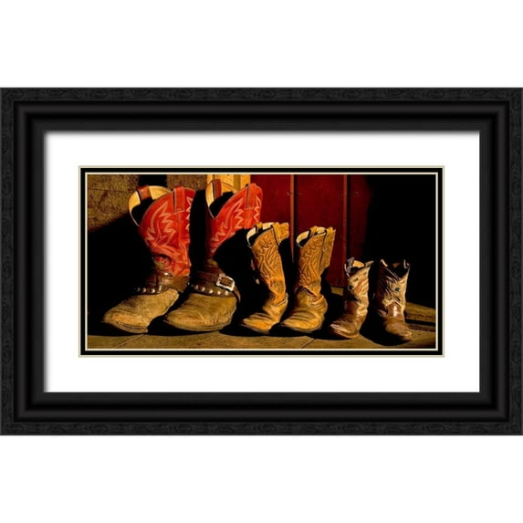 Dawson, Robert 24x14 Black Ornate Wood Framed with Double Matting Museum Art Print Titled - Family of Boots