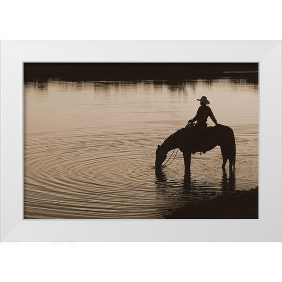 Dawson, Robert 24x17 White Modern Wood Framed Museum Art Print Titled - Texas Sunset ~ Sepia