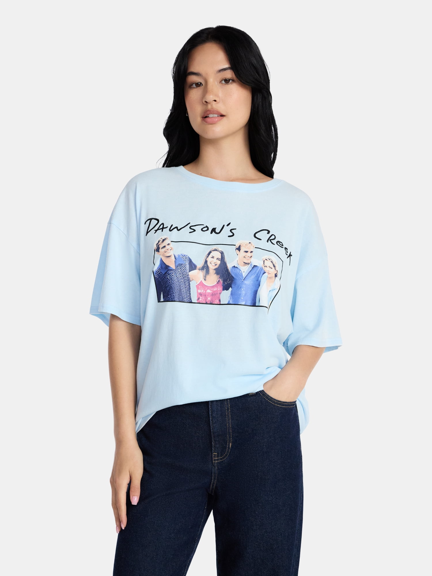 Dawson's Creek Women's Oversized Graphic Tee with Short Sleeves, Sizes XXS-XXL