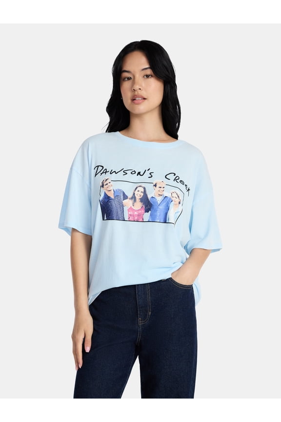 Dawson's Creek Women's Oversized Graphic Tee with Short Sleeves, Sizes XXS-XXL