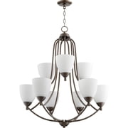Dawson Wynd 9 Light 2-Tier Chandelier in Bailey Street Home Home Collection Style 26.5 inches Wide By 32 inches High-Oiled Bronze Finish-Satin Opal