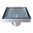 thumbnail image 1 of Dax Square Shower Floor Drain 18 Gauge Brushed Stainless Steel 4 X 4 Inches, 1 of 1