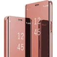thumbnail image 1 of Daxi for Samsung Galaxy Note20 Ultra 5G Ultra-thin Mobile Phone Case Transparent Makeup Mirror Flip Cover Protective Case with Bracket Protective Case -Rose Gold, 1 of 14