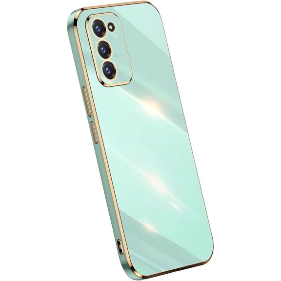 Daxi for Galaxy S20 FE Phone Case, Cute Lens Protector Electroplating Shockproof Edge Protection -Light Green