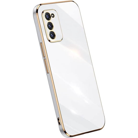 Daxi for Galaxy S20 FE Phone Case, Cute Lens Protector Electroplating Shockproof Edge Protection -White