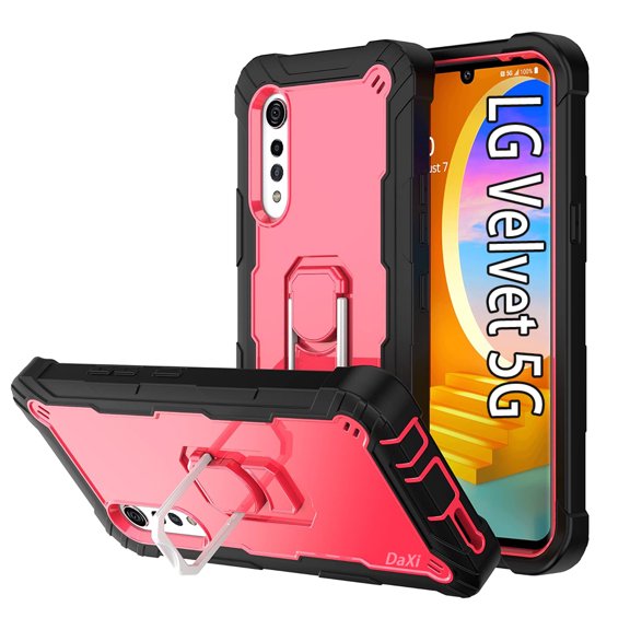 Daxi for LG Velvet 5G Heavy Duty Shockproof Hybrid Rugged Ring Stand Back Case Protective Case