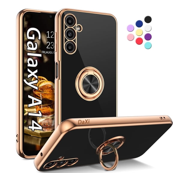 Daxi for Samsung Galaxy A14 with Ring Stand, 360 Degree Rotation Magnetic Phone Case -Black