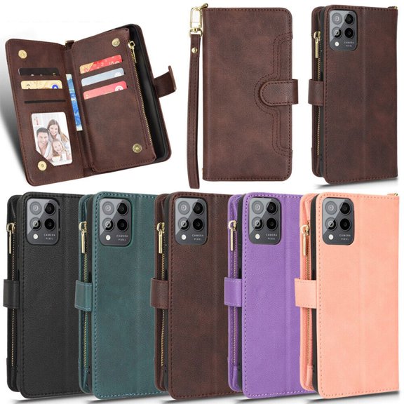 Daxi for T-Mobile Revvl 6 Pro 5G Leather Zip Wallet Case Card Holder Phone Case