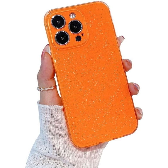 Daxi for iPhone 12 Pro max Case Shiny Girl Cute Soft Glitter Protective Case-Orange