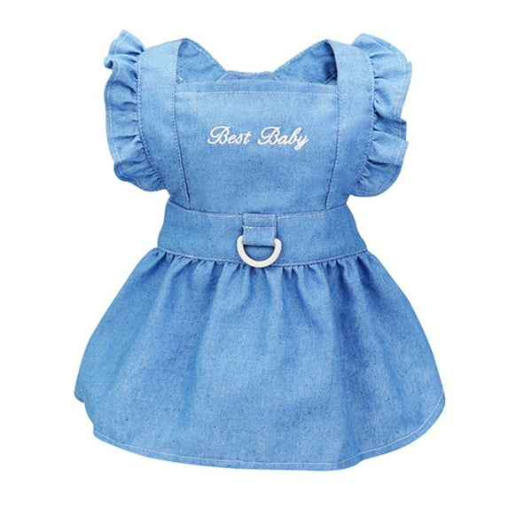 Daxin Dog Harness Dress,Summer Breathable Lightweight Denim Pet Clothes for Small Medium Girl Dogs Cats Accessories