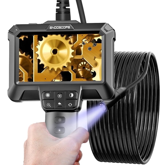 Daxiongmao 16.5ft Semi-Rigid Cord Borescope Camera with Light - IP67 Waterproof Borescope Camera with 8 Adjustable LED Lights, 4.3" LCD Screen Borescope, HD 1080P Inspection Camera Scope Camera