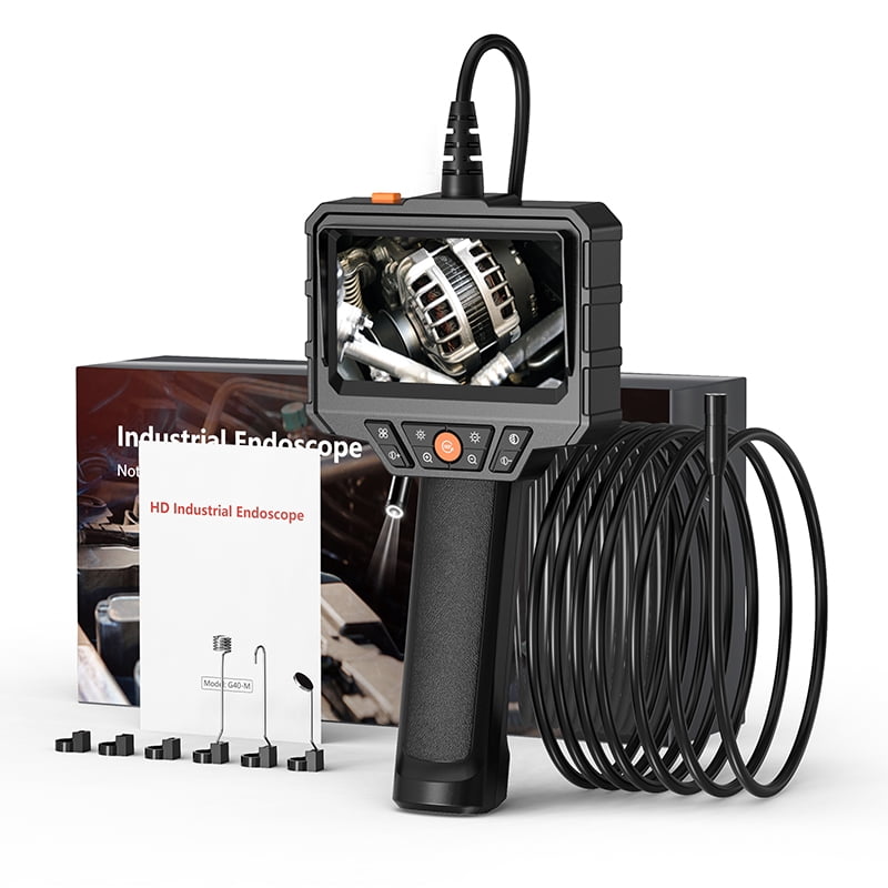 Daxiongmao 16.5ft Semi-Rigid Cord Endoscope Camera with Light, IP67 Waterproof Borescope Camera with 8 Adjustable LED Lights, 4.3" LCD Screen Borescope, HD 1080P Inspection Camera Scope Camera