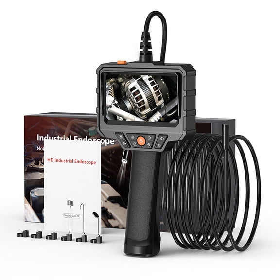Daxiongmao 16.5ft Semi-Rigid Cord Endoscope Camera with Light, IP67 Waterproof Borescope Camera with 8 Adjustable LED Lights, 4.3" LCD Screen Borescope, HD 1080P Inspection Camera Scope Camera