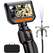 Daxiongmao 4.3Inch Screen Two-Way Articulating Borescope with 32G Card, 1080 HD 5ft Semi-Rigid Cable, Borescope Endoscope Camera with Light, IP67 Waterproof Sewer Camera, Gadgets for Men