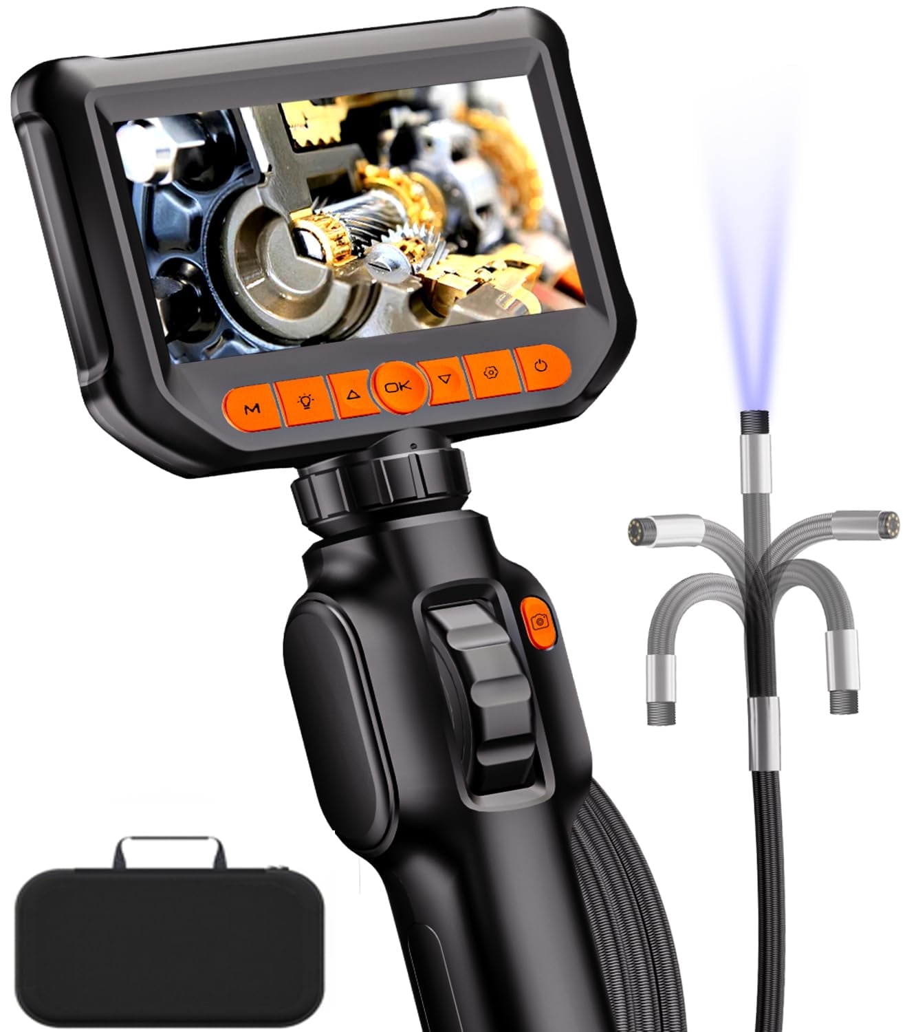 Daxiongmao 4.3Inch Screen Two-Way Articulating Borescope with 32G Card, 1080 HD 3.3ft Semi-Rigid Cable, Borescope Endoscope Camera with Light, IP67 Waterproof Sewer Camera, Gadgets for Men