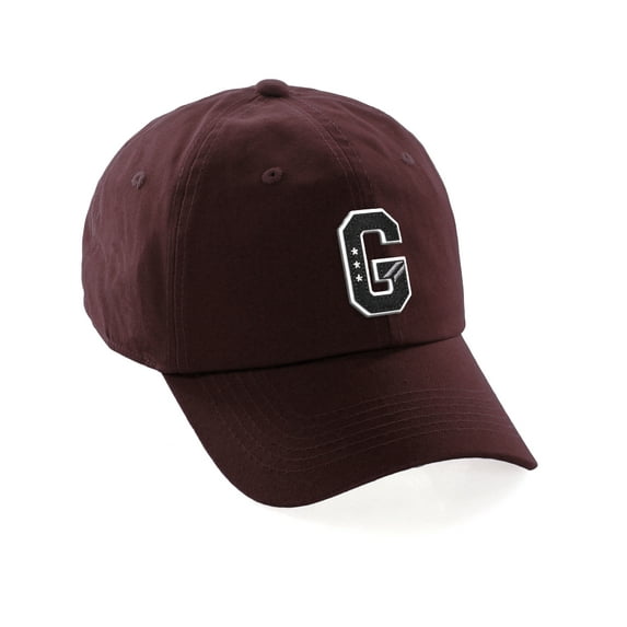 Daxton 3D Custom Alphabet AZ Letter Numbers Initial Baseball Dad Hat- Burgundy, Letter G