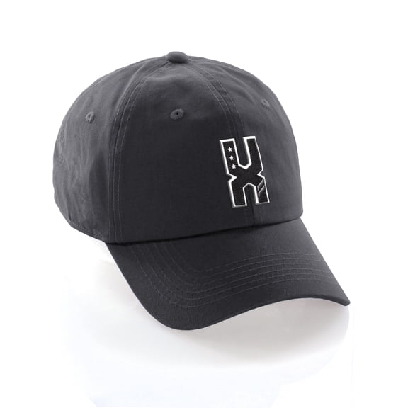 Daxton 3D Custom Alphabet AZ Letter Numbers Initial Baseball Dad Hat- Charcoal, Letter X