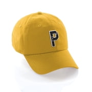 Daxton 3D Custom Alphabet AZ Letter Numbers Initial Baseball Dad Hat- Gold, Letter P