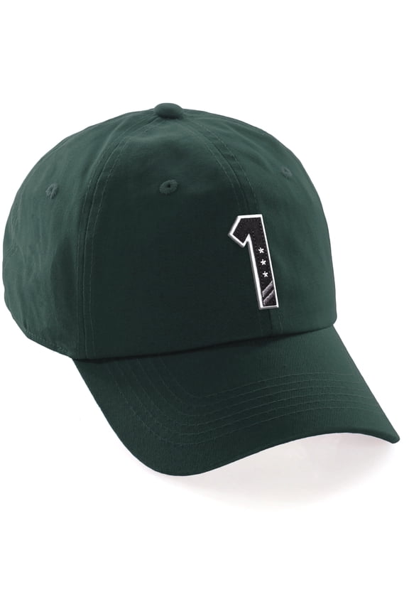 3D Custom Alphabet AZ Letter Numbers Initial Baseball Dad Hat- Hunter, Number 1