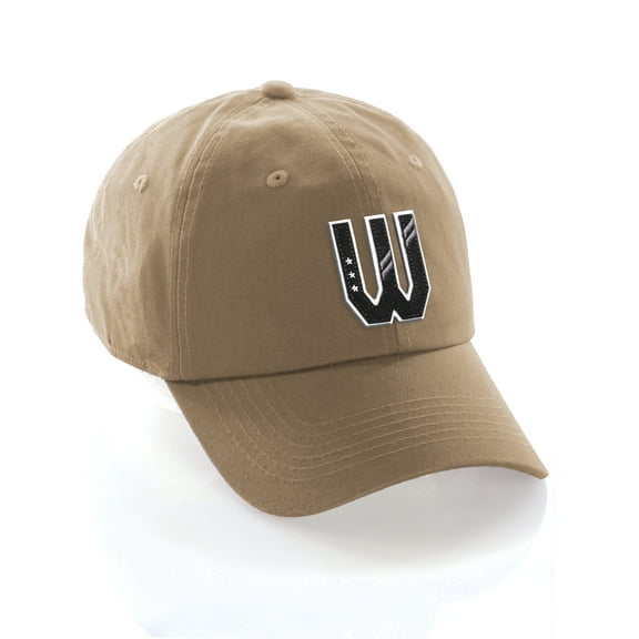 Daxton 3D Custom Alphabet AZ Letter Numbers Initial Baseball Dad Hat- Khaki, Letter W