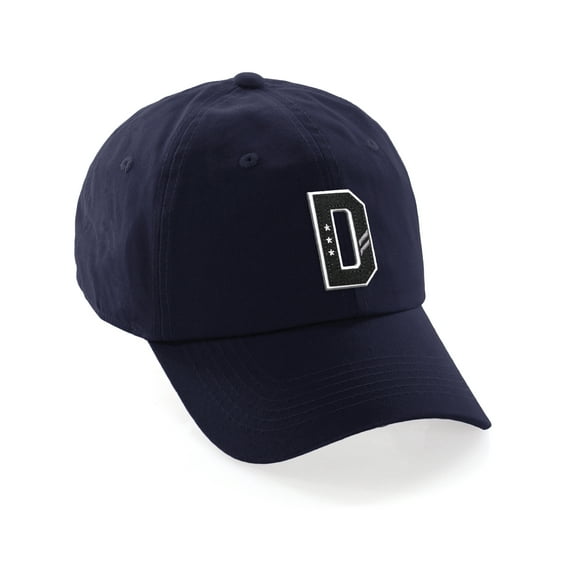 Daxton 3D Custom Alphabet AZ Letter Numbers Initial Baseball Dad Hat- Navy, Letter D