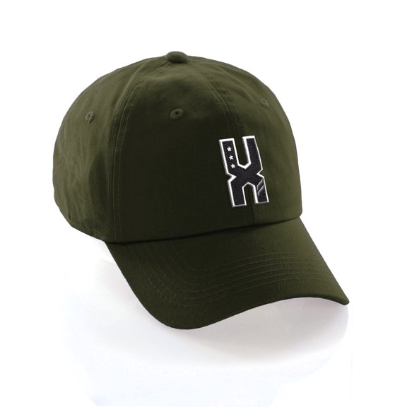 Daxton 3D Custom Alphabet AZ Letter Numbers Initial Baseball Dad Hat- Olive, Letter X